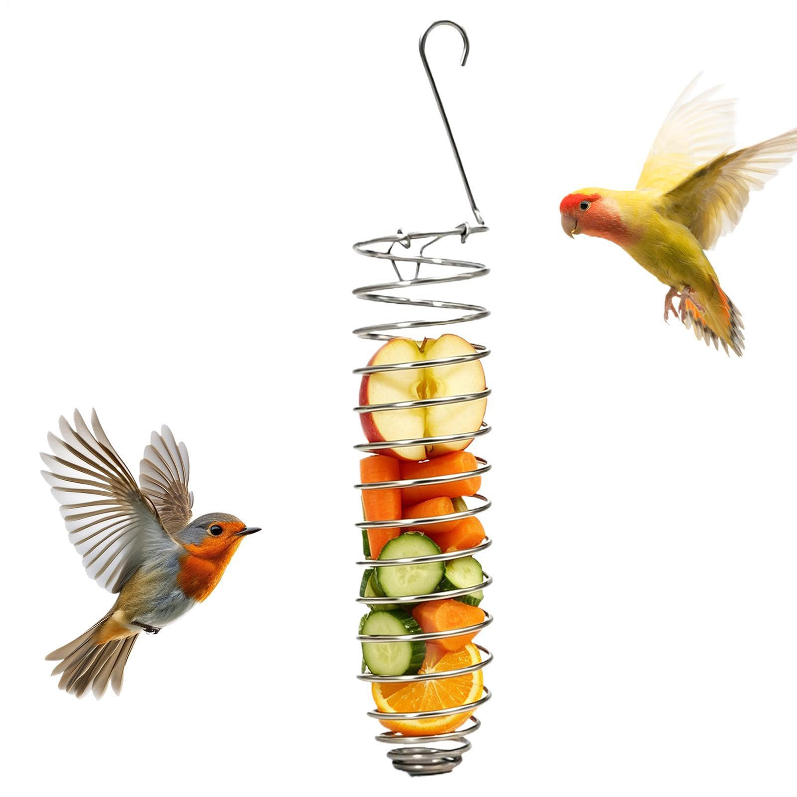 Bird Cage Parrot - 鳥用餌取りおもちゃ 耐摩耗性 吊り下げ式果物野菜フィーダー 多機能吊り下げ式オウム用おやつスタンド オウムケージ用 パラキーエ