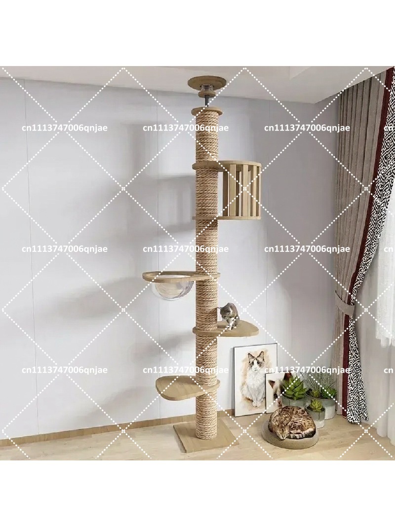 Cat Scratching Post - 室内用木製キャットツリーハウス、多層クライミングタワー、爪とぎポスト付き、子猫用ソフトフランネルハンモックベッド