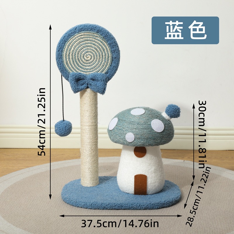 Cat Scratching Post - かわいいきのこ型猫用爪とぎボード、棒棒糖型サイザル麻製爪研ぎポール、猫の退屈解消ペット用品