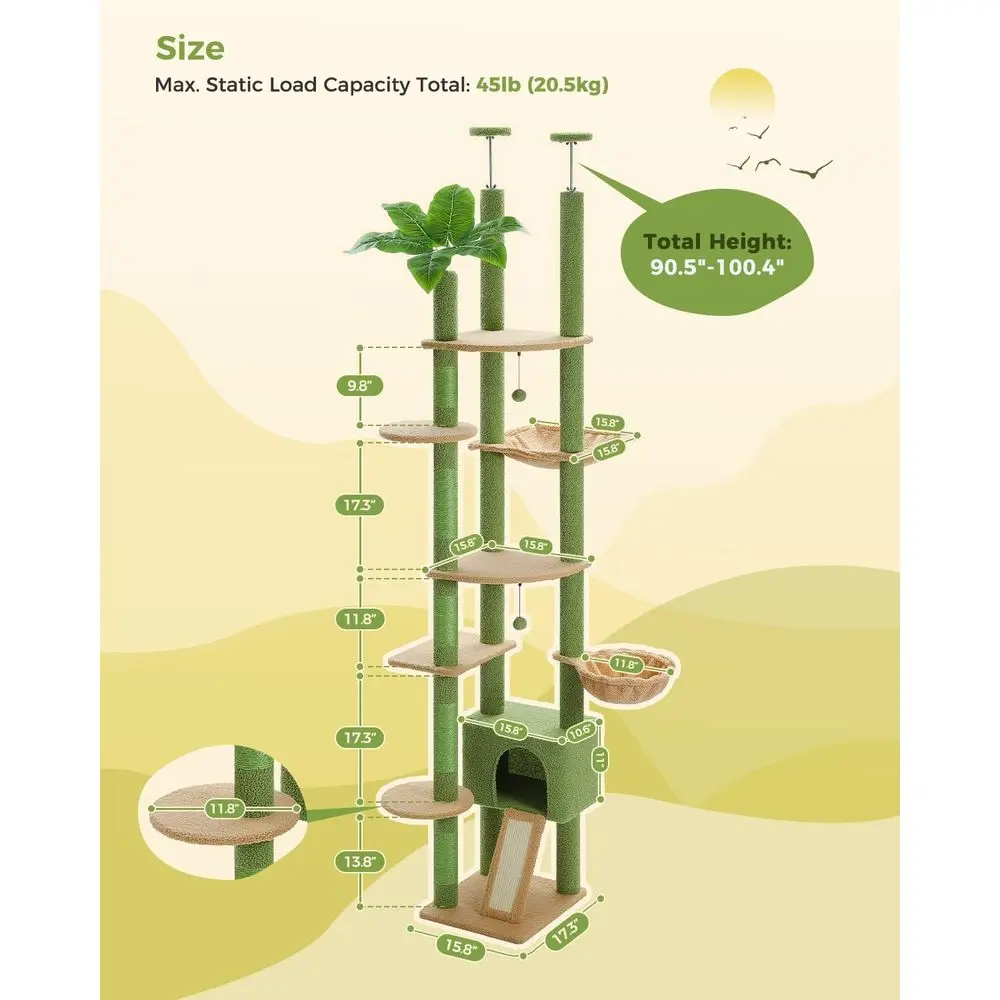 調節可能な背の高いキャットタワー、コンドミニアム、ハンモック - Cat Scratching Post のレビューと価格