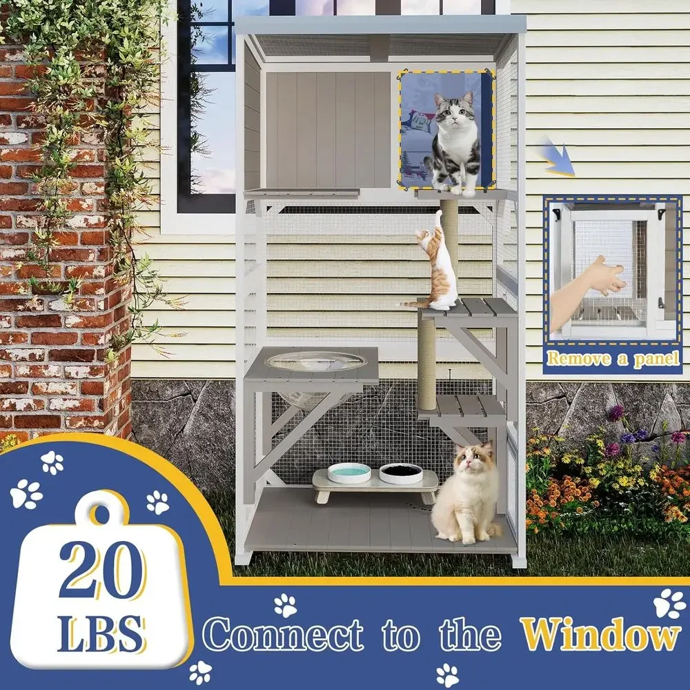 屋外用猫用囲い付きケージ（車輪付き、窓、トンネル、ドアアクセ - Cat Scratching Post のレビューと価格