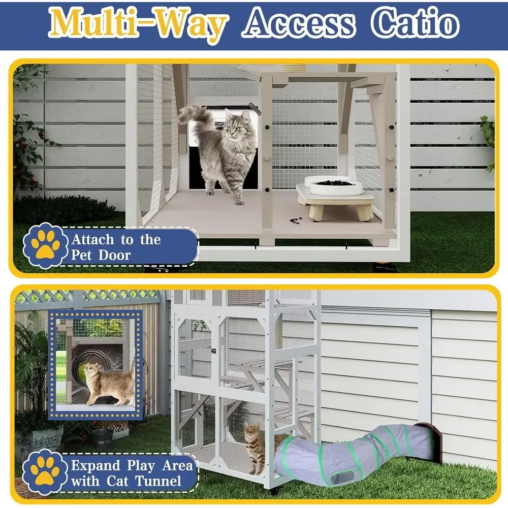屋外用猫用囲い付きケージ（車輪付き、窓、トンネル、ドアアクセ - Cat Scratching Post のレビューと価格