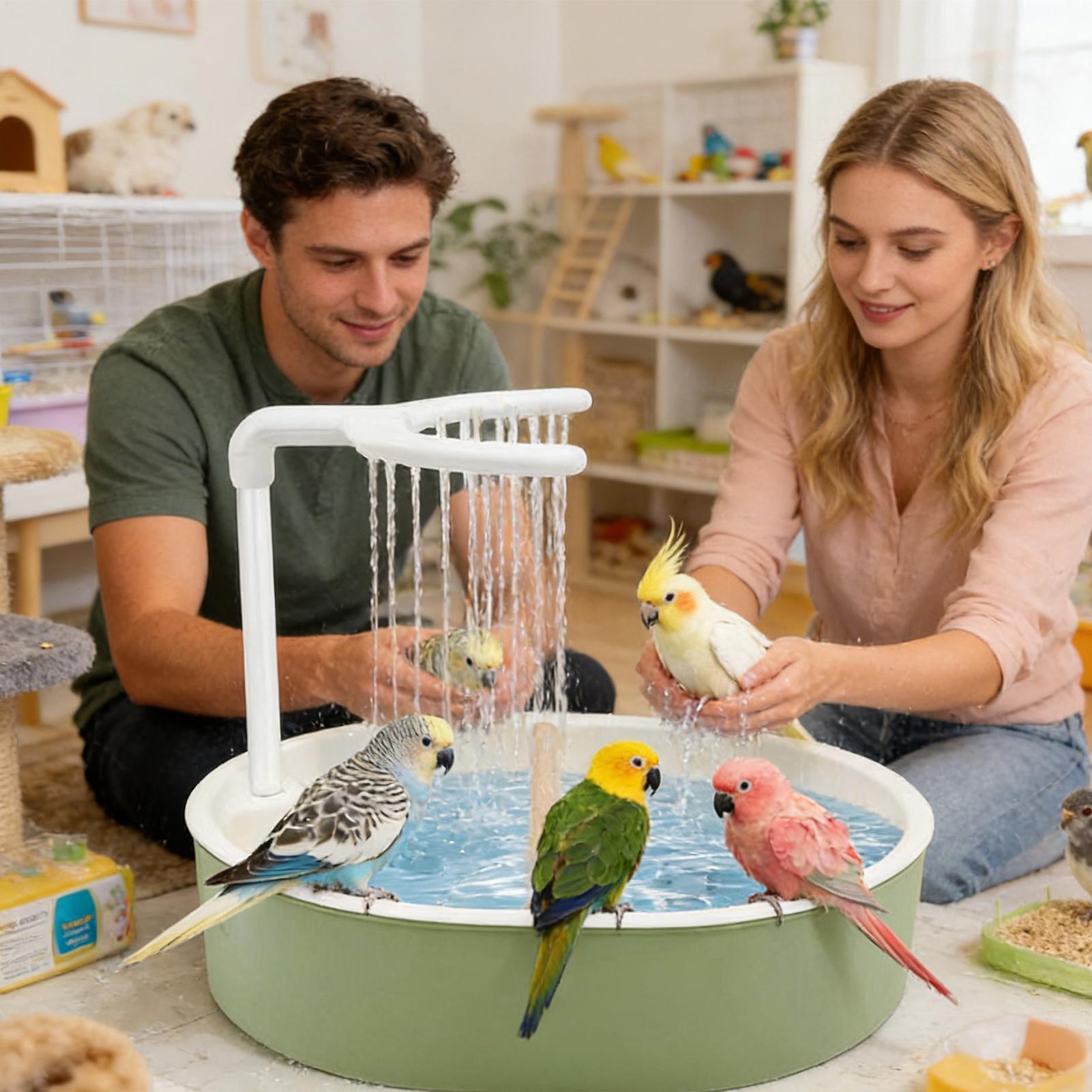 自動鳥用バスケージ用USB電源式自動浴槽オウムバスケージ用屋 - Bird Cage Parrot のレビューと価格