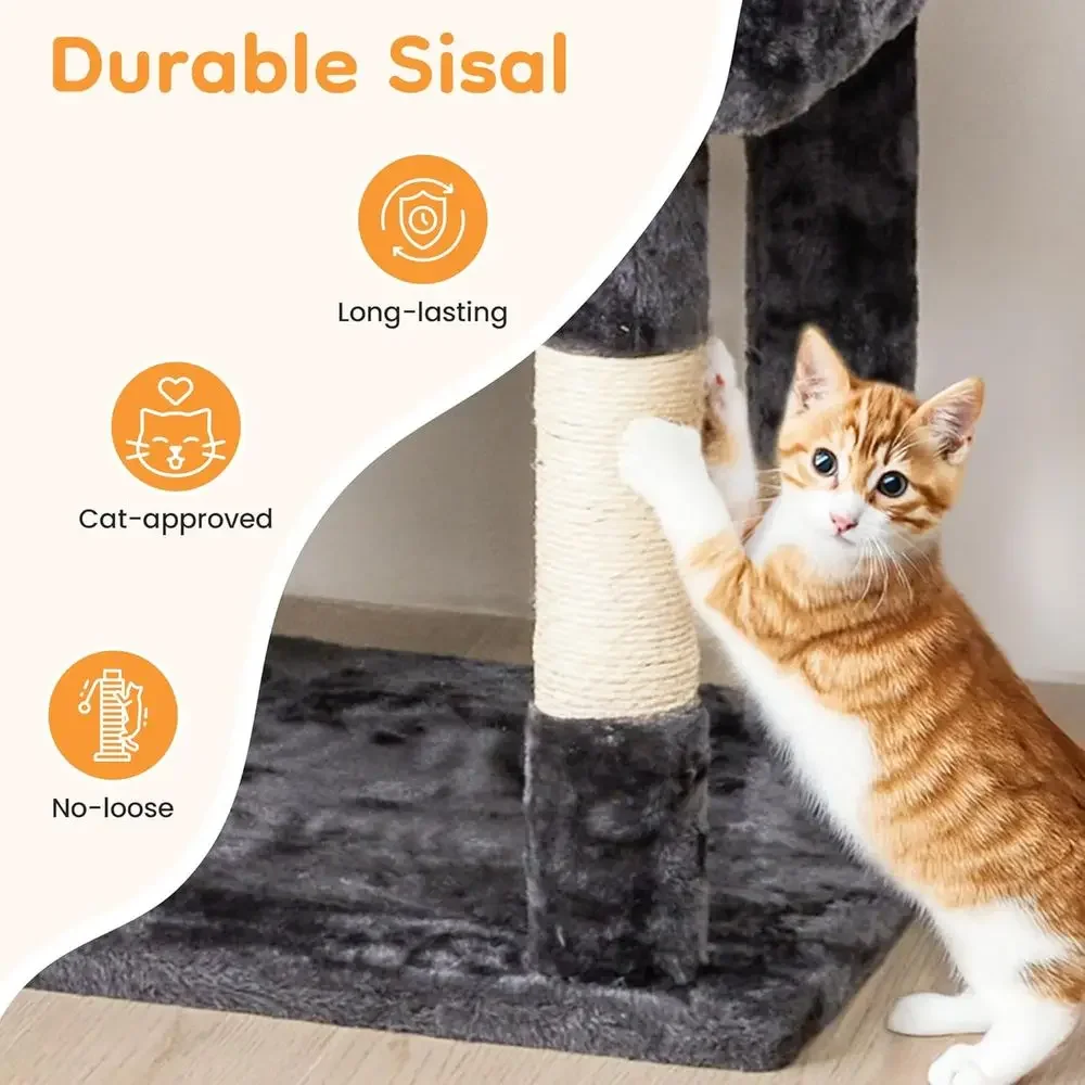 74インチの背の高いキャットタワー、爪とぎポール、コンドミニ - Cat Scratching Post のレビューと価格