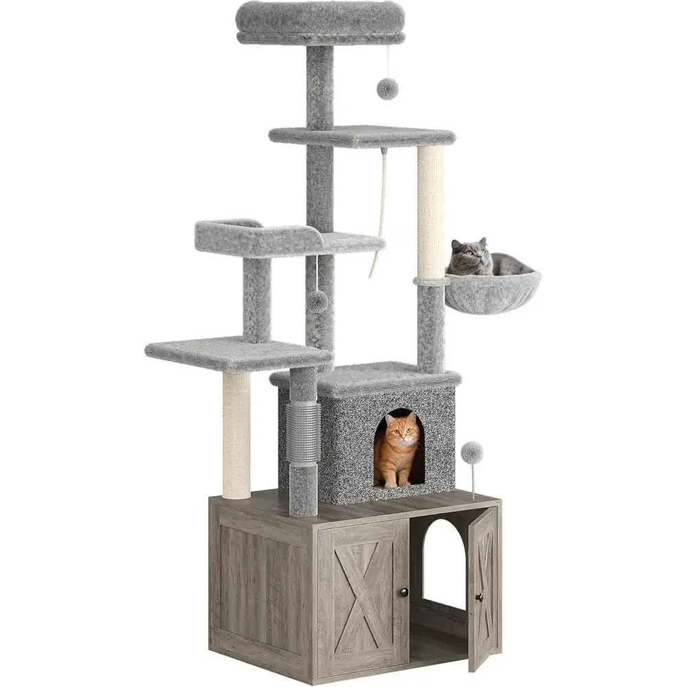 大型多層式猫用プレイハウス（トイレ付き）、コンドミニアム、ハ - Cat Scratching Post のレビューと価格