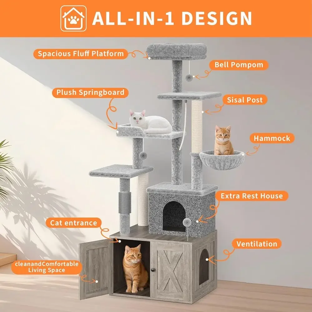 大型多層式猫用プレイハウス（トイレ付き）、コンドミニアム、ハ - Cat Scratching Post のレビューと価格