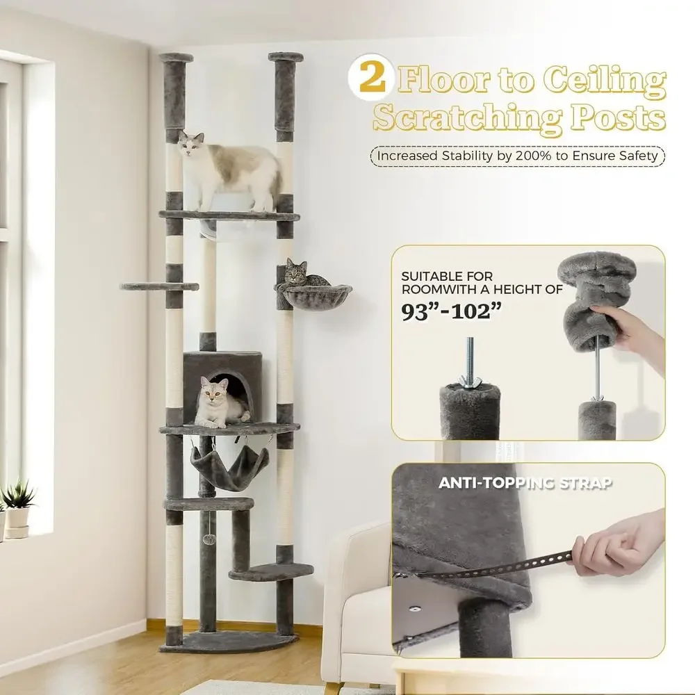 高さ調節可能なキャットタワー：広々としたプレイハウス、居心地 - Cat Scratching Post のレビューと価格