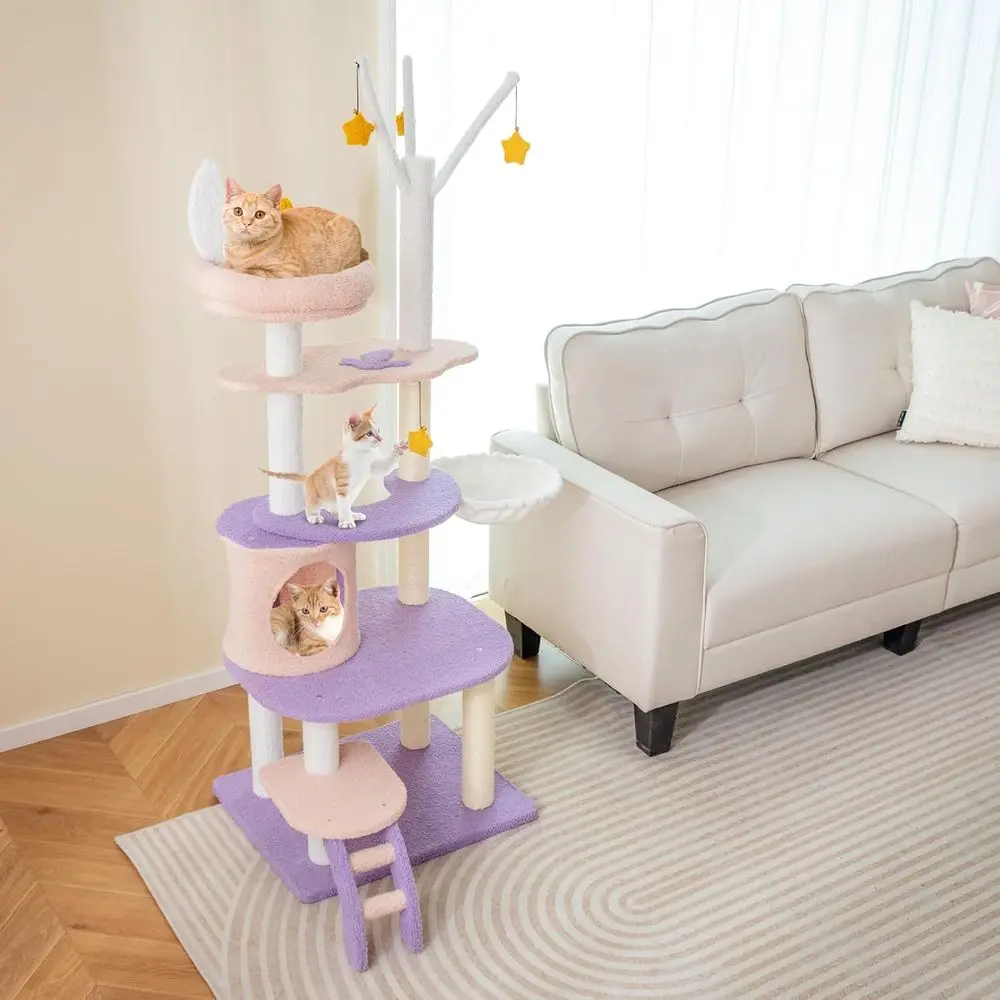 62インチの多層キャットタワー（コンドミニアム、爪とぎポール - Cat Scratching Post のレビューと価格
