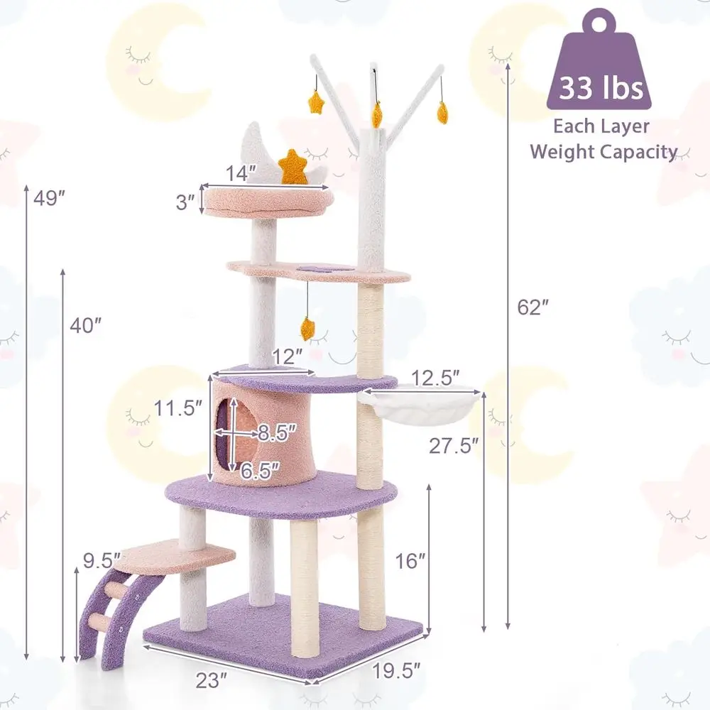 62インチの多層キャットタワー（コンドミニアム、爪とぎポール - Cat Scratching Post のレビューと価格