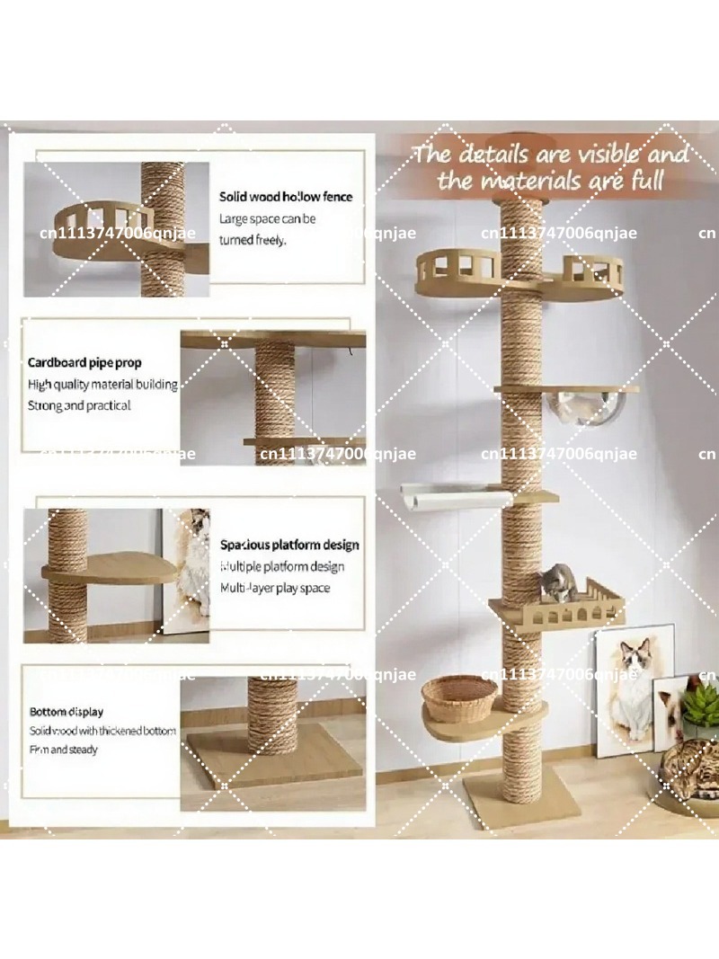 室内用木製キャットツリーハウス、多層クライミングタワー、爪と - Cat Scratching Post のレビューと価格
