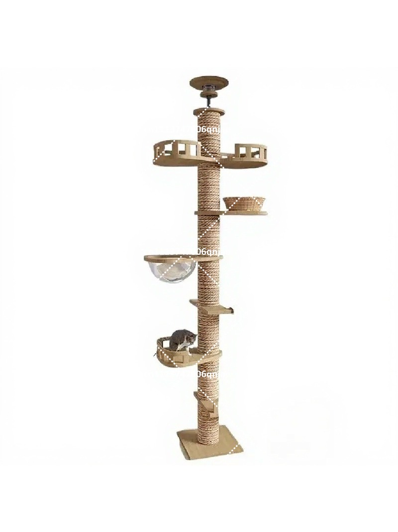 室内用木製キャットツリーハウス、多層クライミングタワー、爪と - Cat Scratching Post のレビューと価格