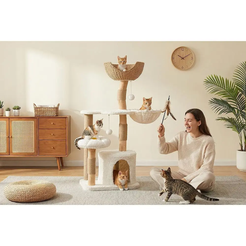 48.5インチ大型無垢材キャットタワー（コンドミニアム、ハン - Cat Scratching Post のレビューと価格