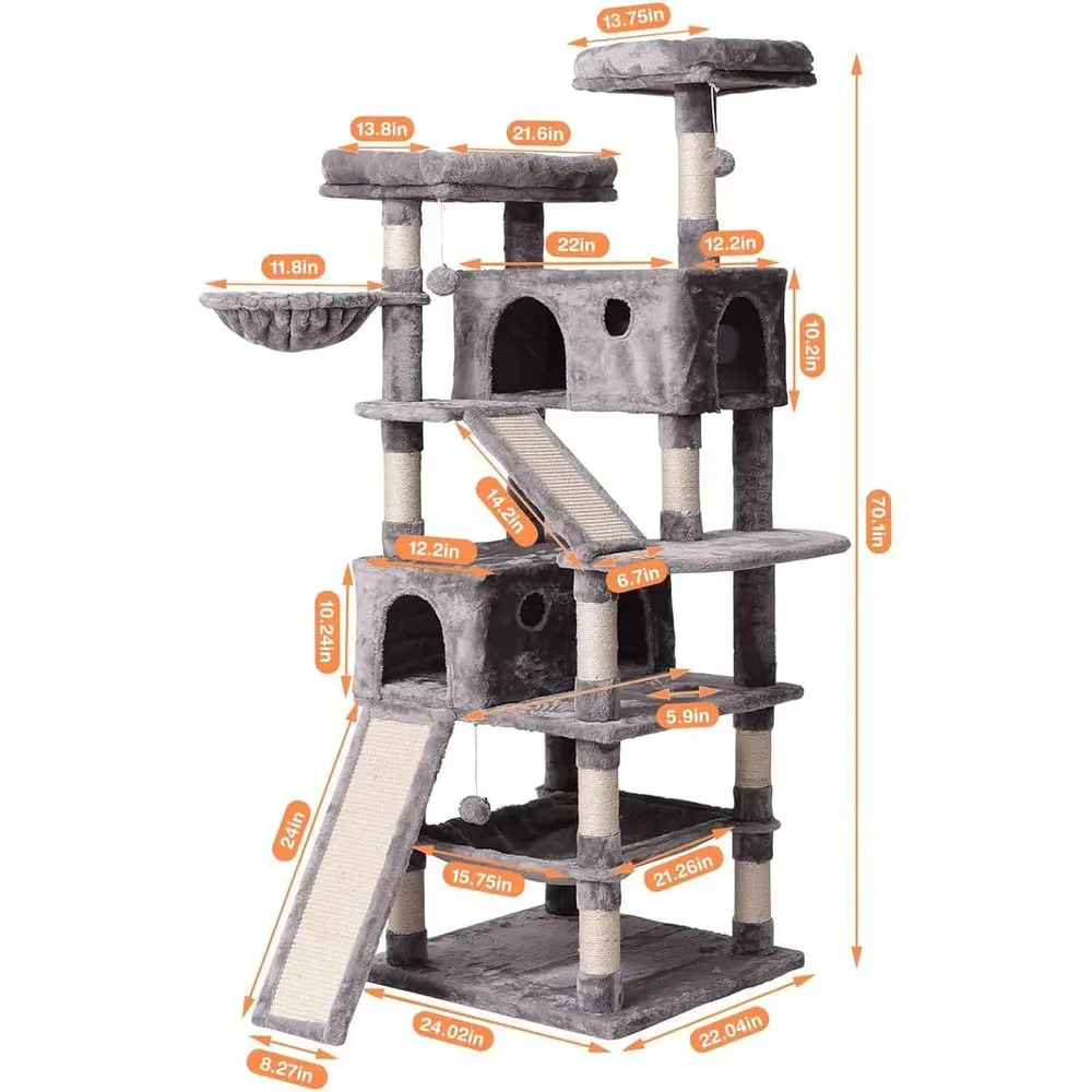 多層式70.1キャットツリー、爪とぎポール、コンドミニアム、 - Cat Scratching Post のレビューと価格