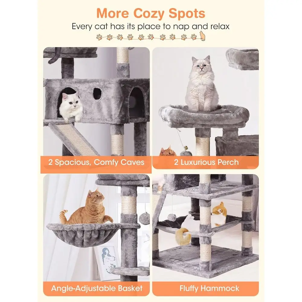 多層式70.1キャットツリー、爪とぎポール、コンドミニアム、 - Cat Scratching Post のレビューと価格
