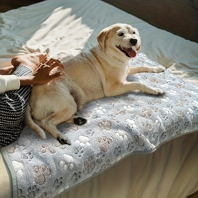 快適なペットタオル、柔らかく暖かいフランネル製の足跡柄スリー - Pet Supplies For Dogs のレビューと価格