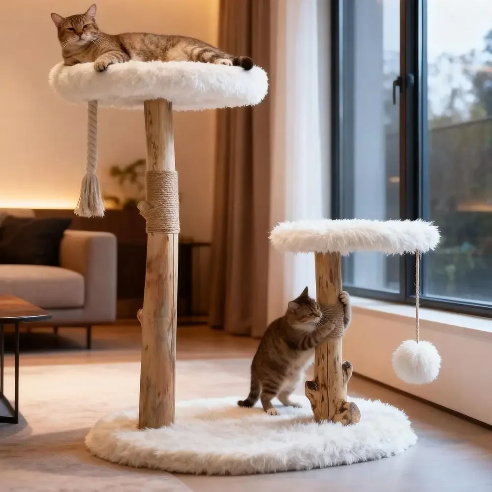天然木の枝を使った室内用キャットタワー、サイザル麻の爪とぎ、 - Cat Scratching Post のレビューと価格