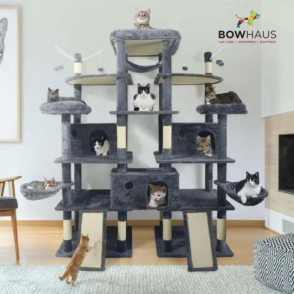 80インチの高さの大型猫用キャットタワー：多層式室内アクティ - Cat Scratching Post のレビューと価格