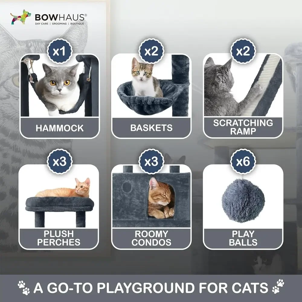 80インチの高さの大型猫用キャットタワー：多層式室内アクティ - Cat Scratching Post のレビューと価格