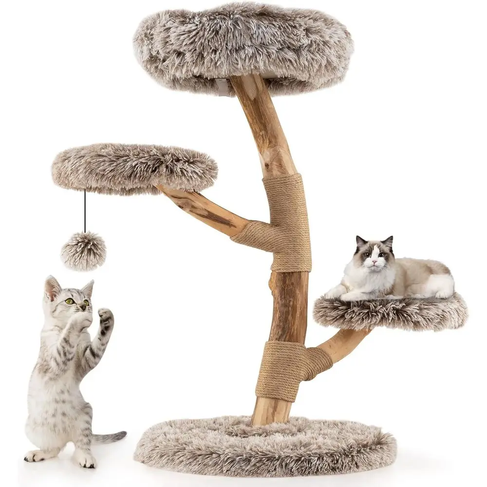 多層木製キャットタワー、爪とぎポール、居心地の良いパーチ、2 - Cat Scratching Post のレビューと価格