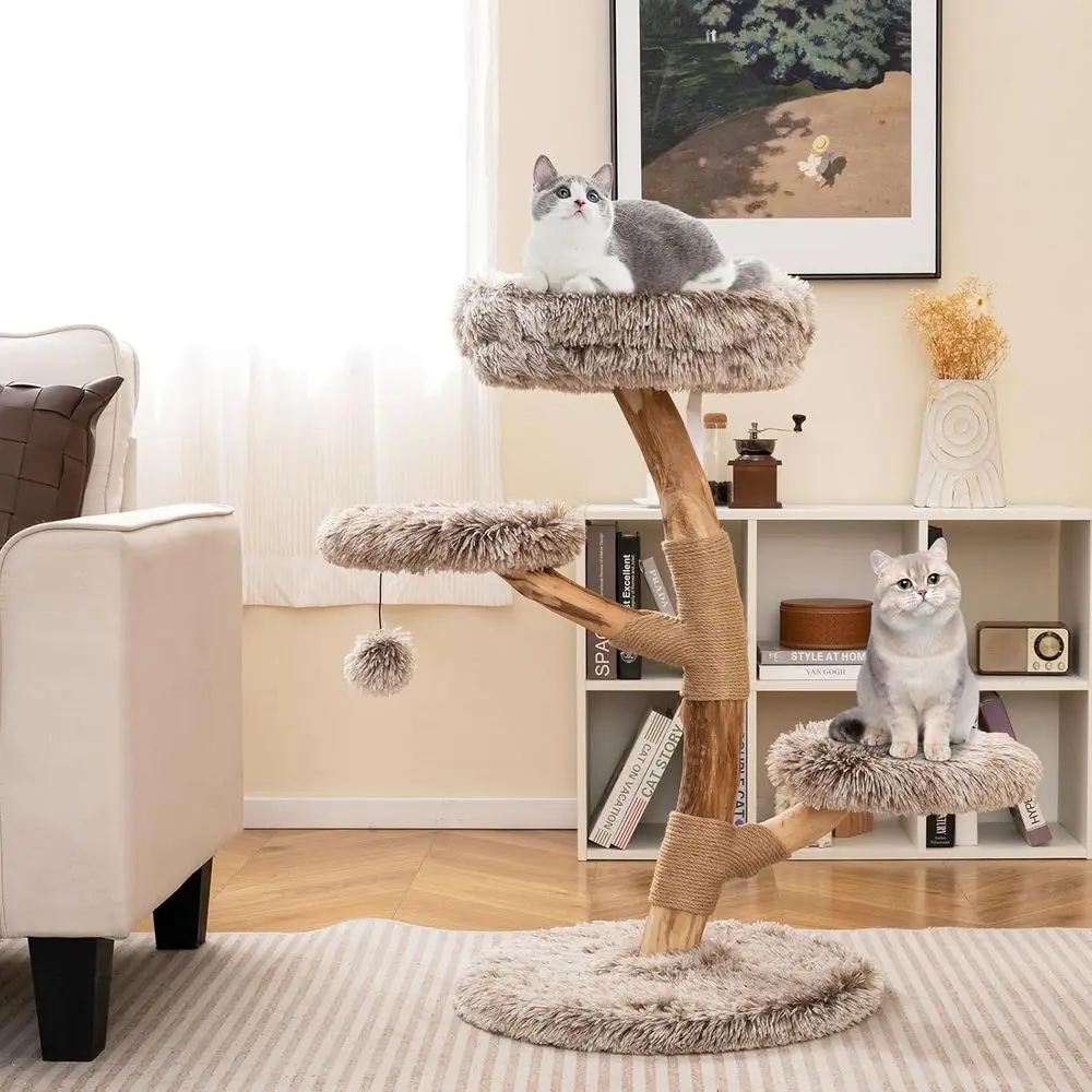 多層木製キャットタワー、爪とぎポール、居心地の良いパーチ、2 - Cat Scratching Post のレビューと価格