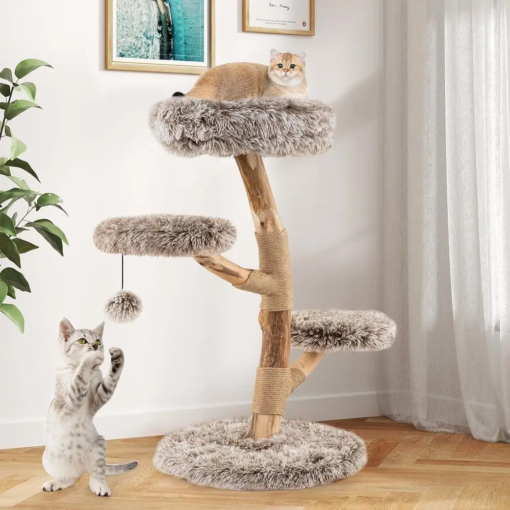 多層木製キャットタワー、爪とぎポール、居心地の良いパーチ、2 - Cat Scratching Post のレビューと価格