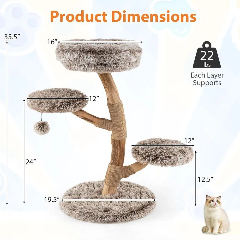 多層木製キャットタワー、爪とぎポール、居心地の良いパーチ、2 - Cat Scratching Post のレビューと価格