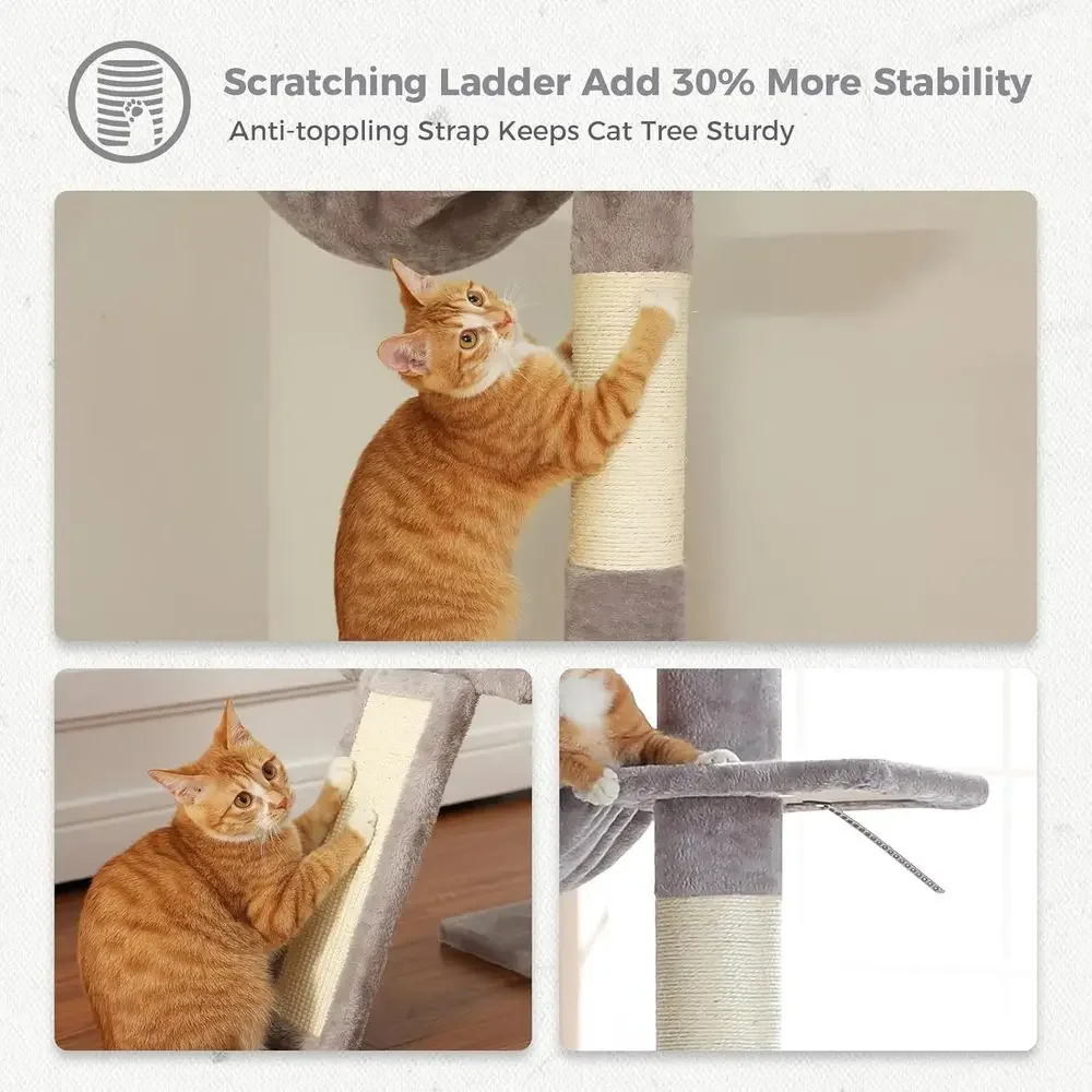 調節可能な5段キャットタワー、高さ83～108cm、トップパ - Cat Scratching Post のレビューと価格
