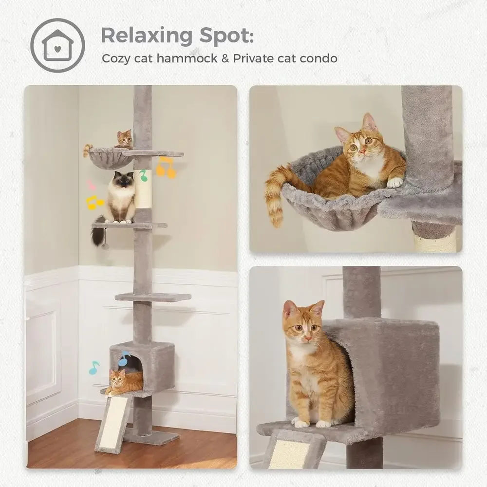 調節可能な5段キャットタワー、高さ83～108cm、トップパ - Cat Scratching Post のレビューと価格