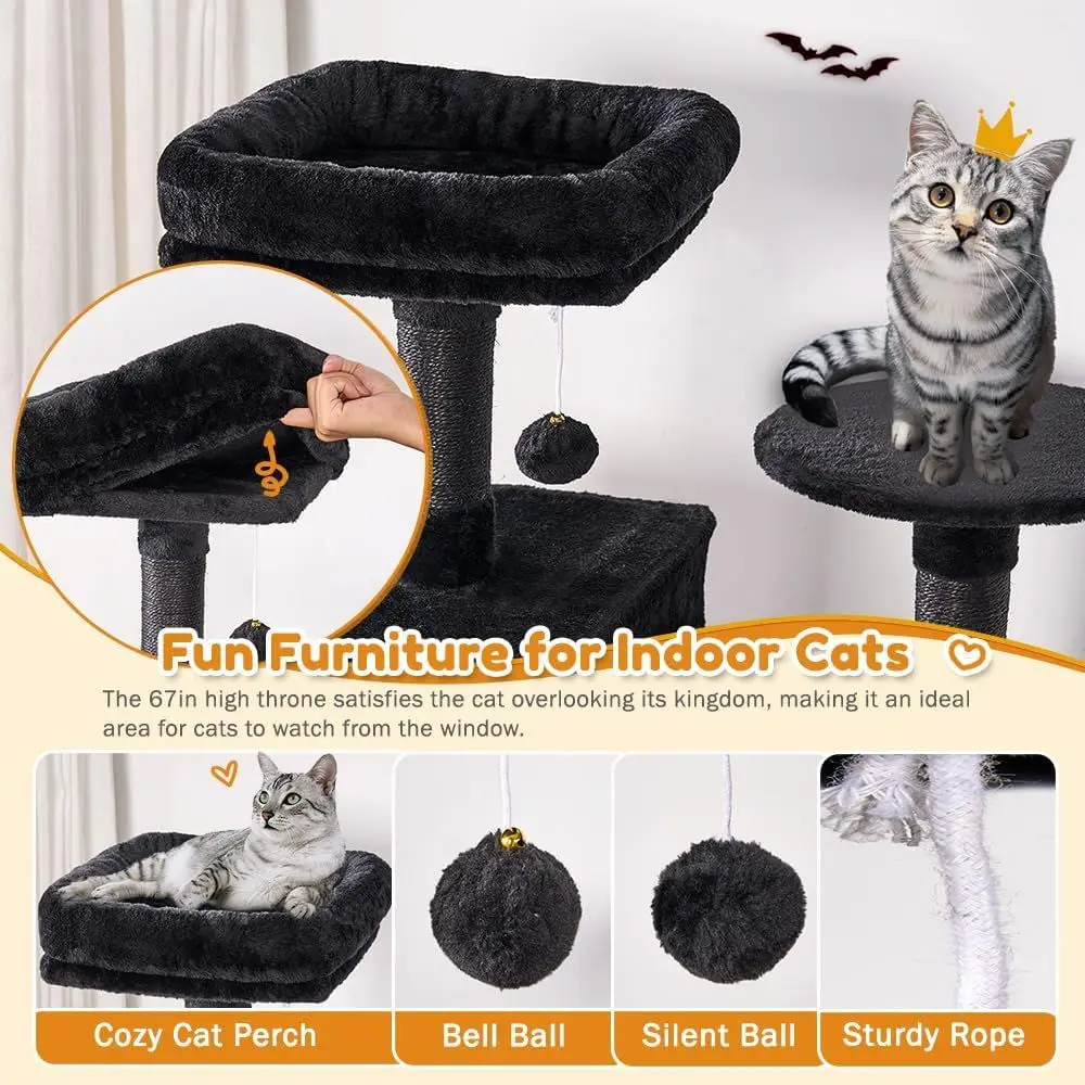 67層構造XLキャットタワー（大型室内猫用）、ハンモック、サ - Cat Scratching Post のレビューと価格