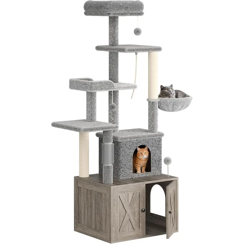 大型多層式猫用プレイハウス（トイレ付き）、コンドミニアム、ハ - Cat Scratching Post のレビューと価格