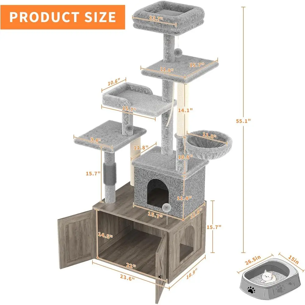大型多層式猫用プレイハウス（トイレ付き）、コンドミニアム、ハ - Cat Scratching Post のレビューと価格