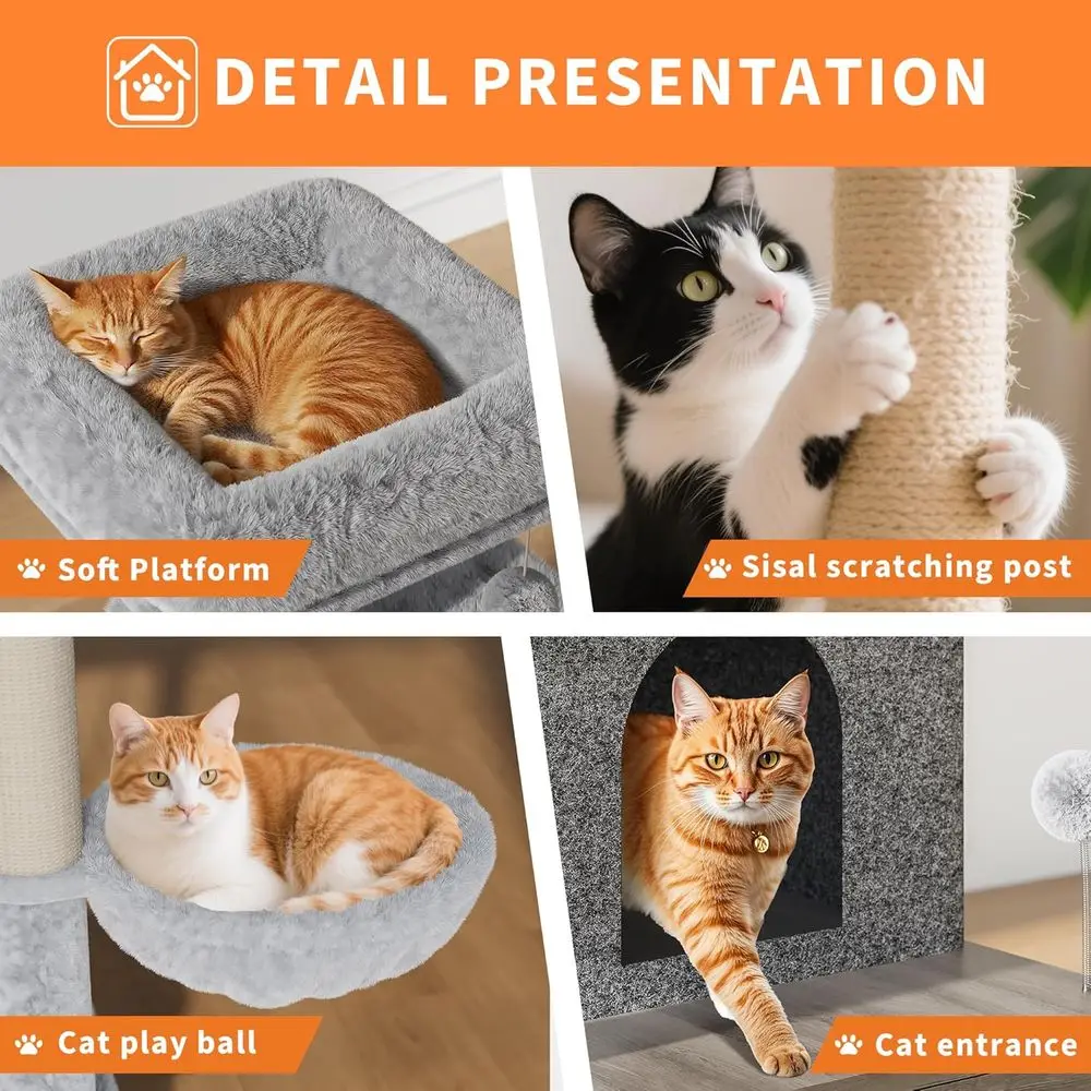 大型多層式猫用プレイハウス（トイレ付き）、コンドミニアム、ハ - Cat Scratching Post のレビューと価格