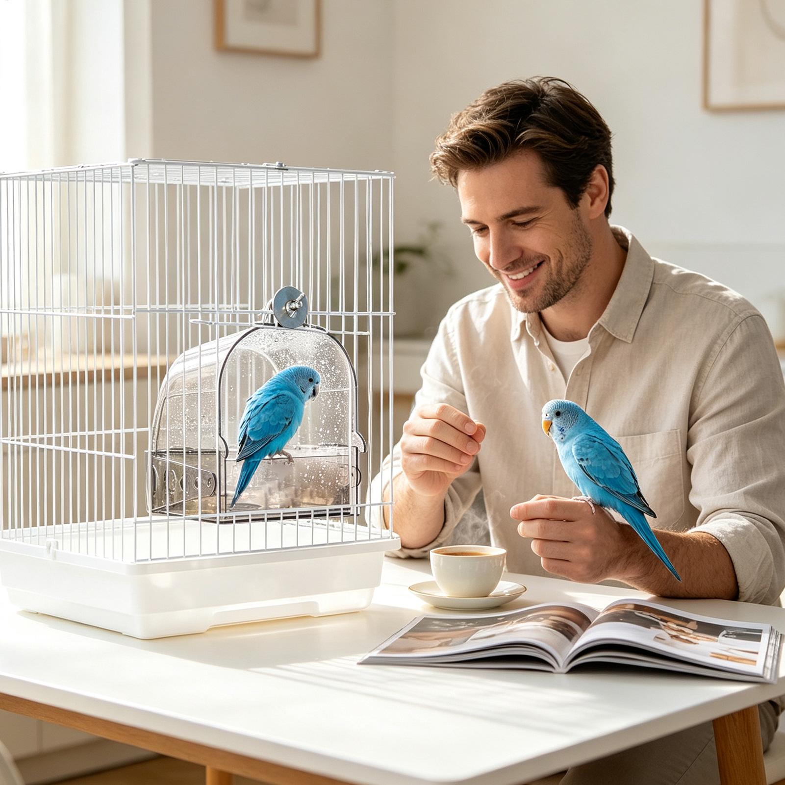 ケージ用バードバス 取り外し可能 吊り下げ可能 ポータブル  - Bird Cage Parrot のレビューと価格