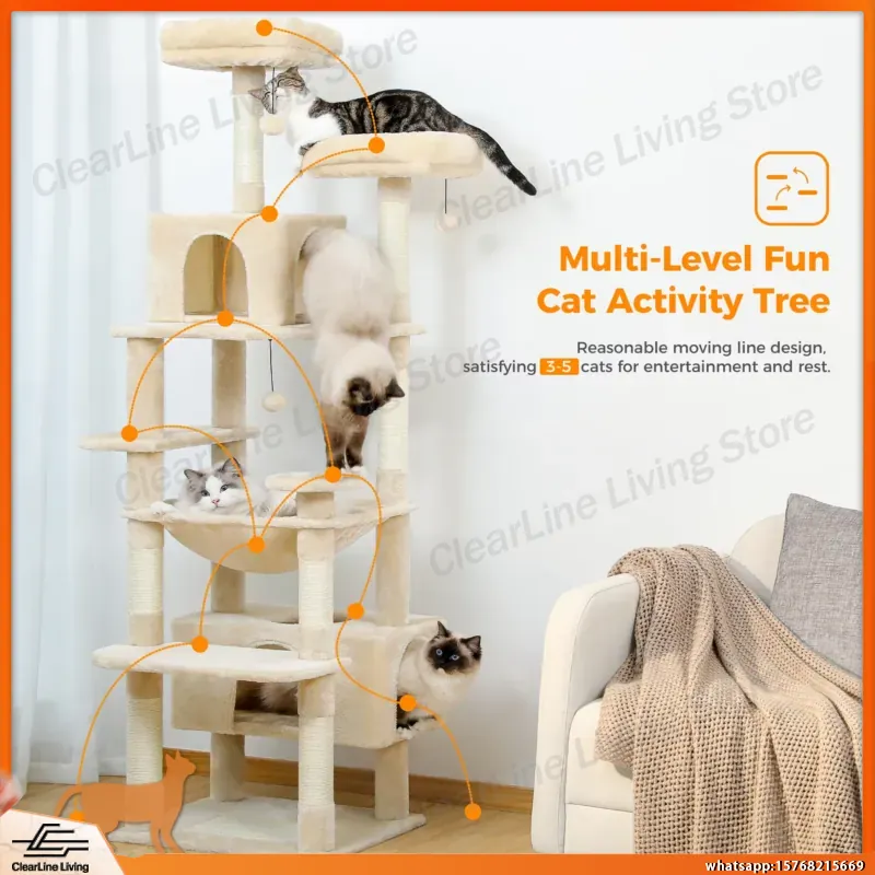 大型キャットタワー、室内猫用、サイザル麻の爪とぎポール、ハン - Cat Scratching Post のレビューと価格
