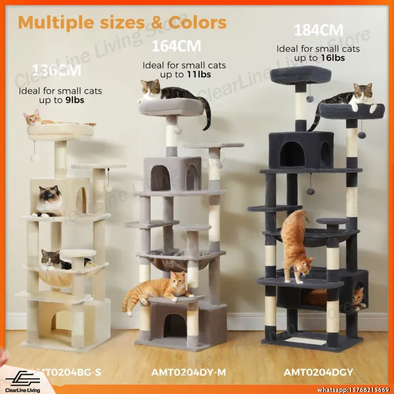 大型キャットタワー、室内猫用、サイザル麻の爪とぎポール、ハン - Cat Scratching Post のレビューと価格